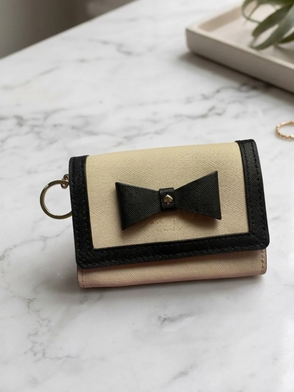 kate spade Cream and Black Bow-Accent Wallet
